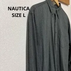 00s NAUTICA ノーティカ　チェックシャツ　グリーン×ネイビー