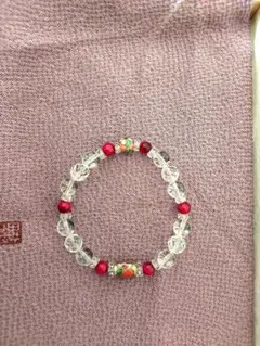 有田焼と天然石のブレスレット(Arvo) 七宝楕円水晶メノウ
