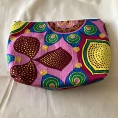 アフリカンプリント　カラフル花柄ポーチ
