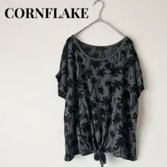 CORNFLAKE コーンフレーク Tシャツ ヤシの木 総柄 薄手 涼しい LL