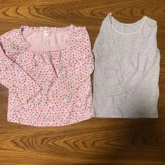 花柄 長袖カットソー& グレーUNIQLOインナーシャツ　90