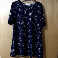 (訳あり)未使用 stairrs 花柄 大きいサイズ オシャレ 濃紺 体型カバー