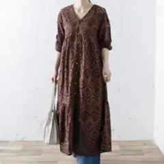 新品　アーバンリサーチサニーレーベル　カットワークレースワンピース　ブラウン