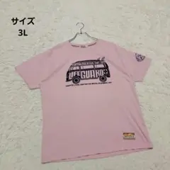 LIFEGUARDプリント 半袖Tシャツ ピンク 3L カジュアル シンプル