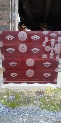 米沢箪笥 2段重ね 桜丸金具 和箪笥 時代箪笥