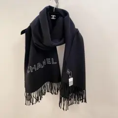 シャネル ストール マフラー ショール 黒 カシミヤ