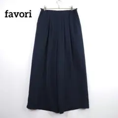 美シルエット☆favori ワイドパンツ ネイビー M ウエストゴム ポケット付