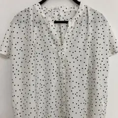 ELLE 半袖ドットシフォン柄シャツ　M