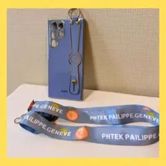Galaxy S22 Ultra ケース ストラップ付き ラベンダーグレー