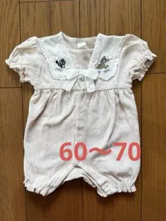 ピンクの刺繍ロンパース60〜70