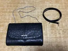 【美品】TOWANNY 黒 レザー オーストリッチ クラッチバッグ PAT.P