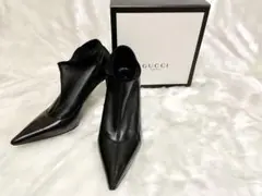 美品GUCCIショートブーティー34 1/2グッチ22cmピンヒール