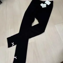 黒スパッツ 140サイズ ピンクリボン付き