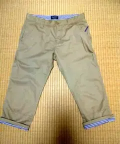ダブルフォーカス　ベージュ ストライプ裏地 半ズボン　チノパン