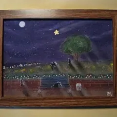【匿名配送】絵画　「深夜の公園」　2Lサイズ額つき