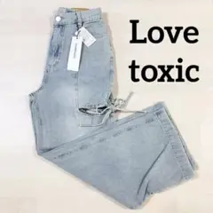 2025SS 新作 Lovetoxic リボンスリットデニムパンツ　150ブルー