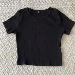 【キレイ】S 半袖 Tシャツ ショート丈 ヨガ ピラティス 黒 UNIQLO