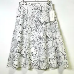 【未使用　タグ付】ヴィンテージ　フルーツ　ひざ丈フレアスカート　L　ホワイト