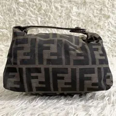 FENDI ミニハンドバッグ アクセサリポーチ ズッカ柄 キャンバス レザー