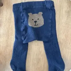 ネイビー クマ刺繍 ベビータイツ 0-12M GAP