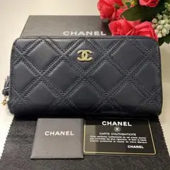 未使用に近い‼️ シャネル 財布 長財布 キルティング ラウンドファスナー