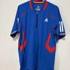 adidas CLIMACOOL 半袖シャツ 青 赤Oサイズ