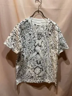 漫☆画太郎　ババア　総柄　tシャツ　罪と罰　コスパ　ホワイト