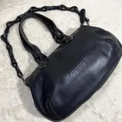 ✨極希少✨LOEWE フィエスタ 2way チェーン 型押し ブラック レザー