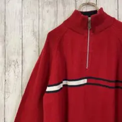 ヴィンテージトミーヒルフィガー 人気デザイン ハーフジップ サイズM 人気古着