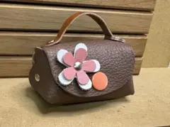 本革バッグチャーム ハンドメイド　ミニチュア キーホルダー　ブラウン