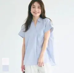 coca ストライプ 半袖 スキッパー オックスシャツ