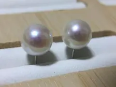 K18WG 天然あこや真珠 7.4mm パール ピアス