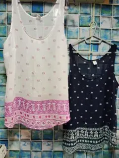 シフォン花柄タンクトップ 2色セット