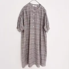 Samansa Mos2 blue チェック柄 半袖ワンピース Free