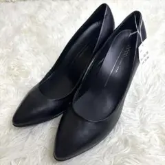✨極美品✨ ecco ポインテッドトゥ　ヒール　 フォーマル　ブラック　レザー