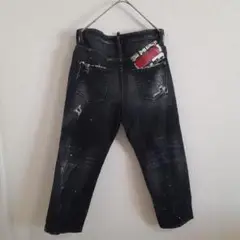 Dsquared2 スキニーパンツ ブラック コットン ダメージ加工