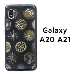 Galaxy A20/A21 黒 サークル 北欧風 カバー