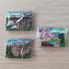 立体浮き彫りマグネット　清水寺２個＋日本の風景１個　ご当地　未使用未開封品