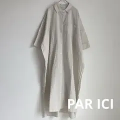 美品☆PAR ICI パーリッシィ ストライプシャツワンピース リネン混 日本製