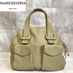 【極美品】MAURO GOVERNA ミルクティーベージュ レザー ハンドバッグ