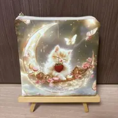 両面パネルポーチ 三日月 マカロン ねこ ②