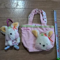 平成レトロ　ウサギの顔 手提げ袋セット