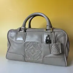 LOEWE レザー アマソナ 28 ハンドバッグ ベージュ ロエベ