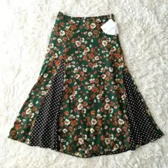 新品タグ付き レトロプリント ランダムパネル スカート イレギュラーヘム M