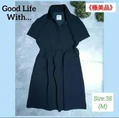 《極美品》 ポロシャツワンピース 濃紺 襟付き ストレッチ生地 サイズ M