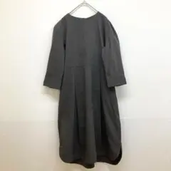 無印良品 MUJI シャツワンピース 【M】 7分袖 ラウンドカット グレー