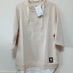 新品　レディース moz ベージュ 五分袖 Tシャツ　Lサイズ