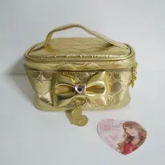 桃華絵里プロデュース★メタリックハートバニティポーチ★【ゴールド】★中古