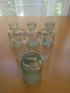 レトロ瓶☆アクアブルー瓶・マツ染料・みやこ染6個セットJ