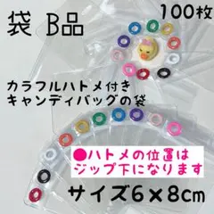 B品 100枚 キャンディバッグ 袋 6×8cm カラーハトメ付 キーホルダー
